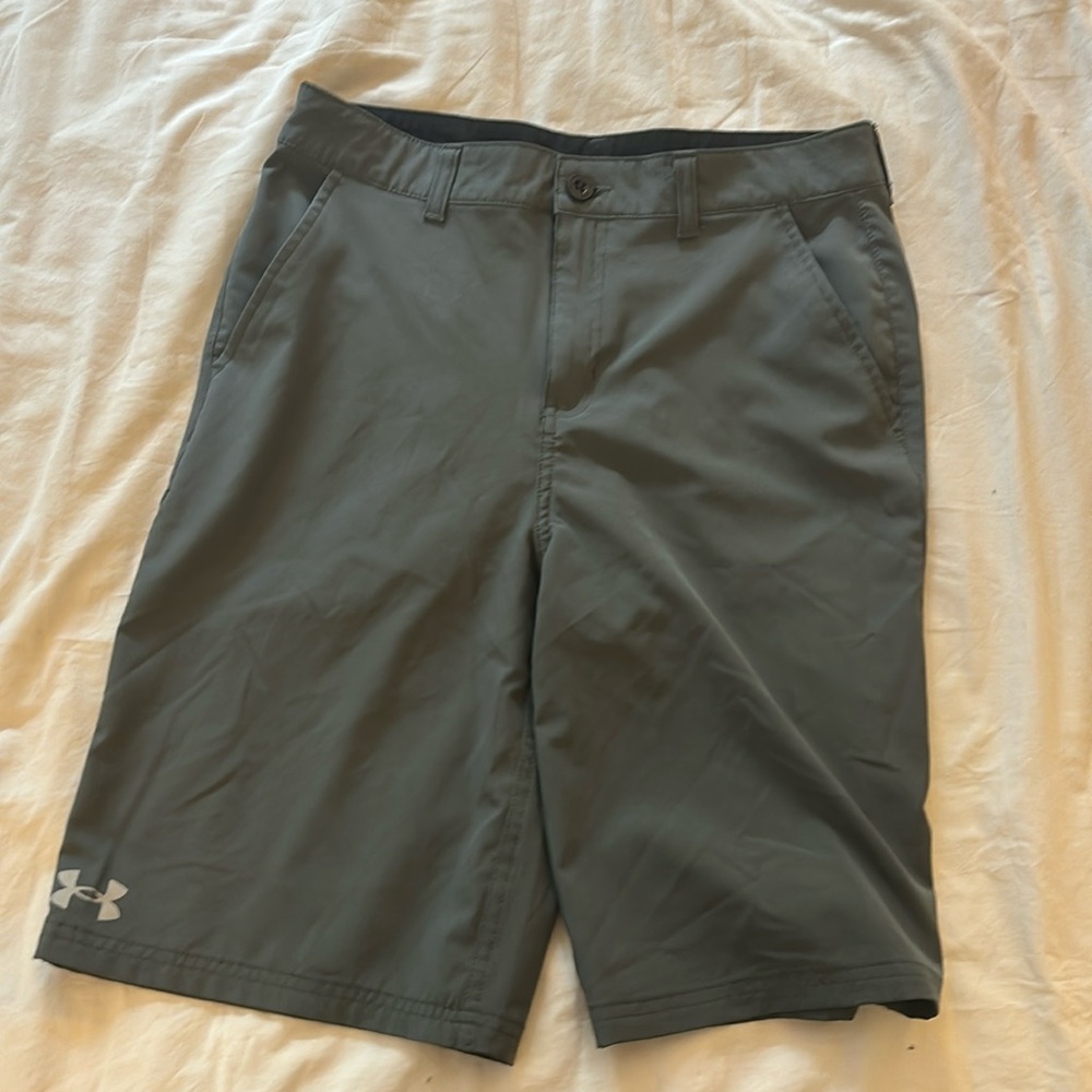Size 18 waist gray under armor golf shorts.